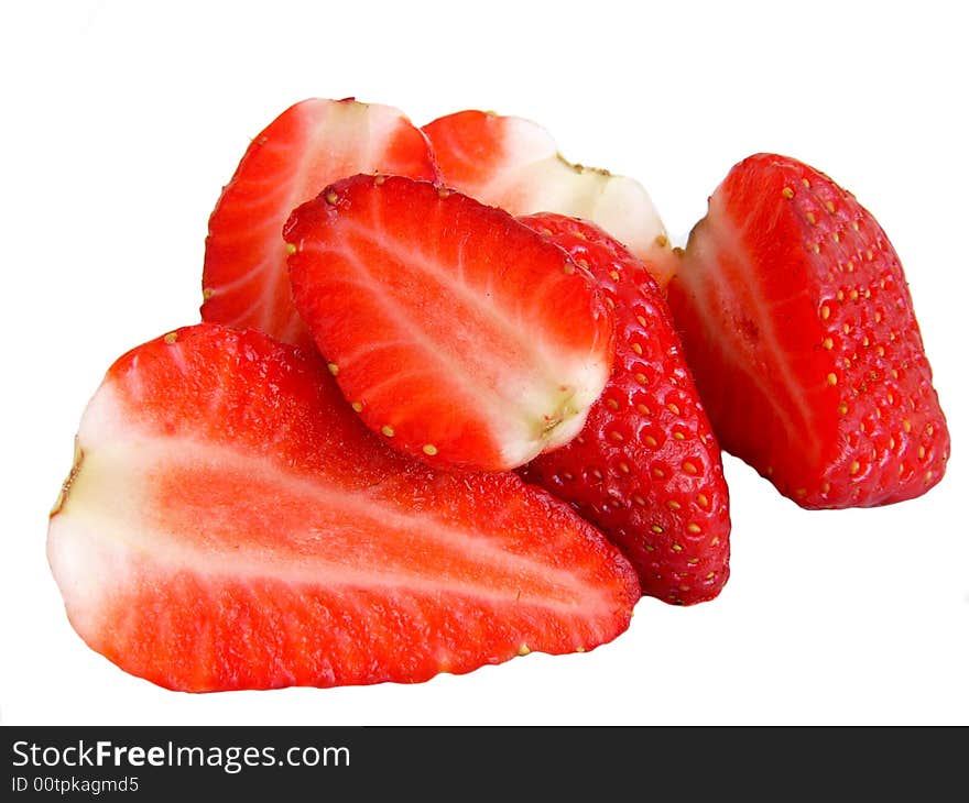 Isolated strawberries on whitw background