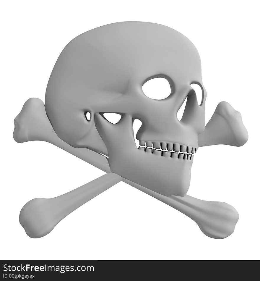 Gypsum Skull with bones. 3D Render. Gypsum Skull with bones. 3D Render.