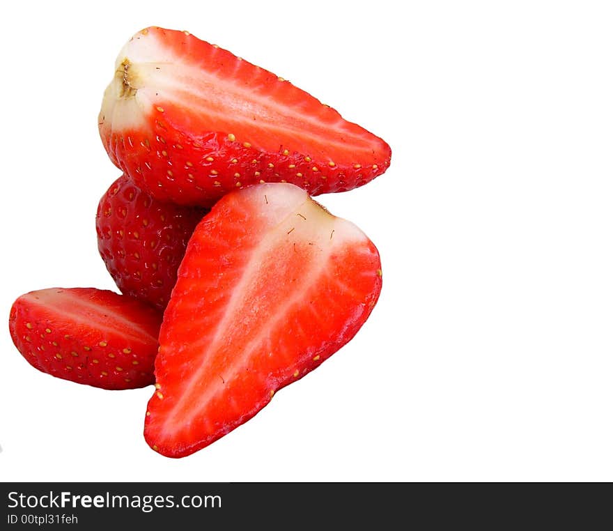 Isolated strawberries on white background