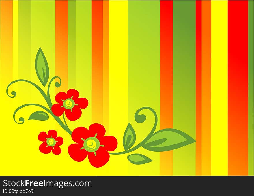 Green stylized  background with flowers and leaves. Green stylized  background with flowers and leaves.