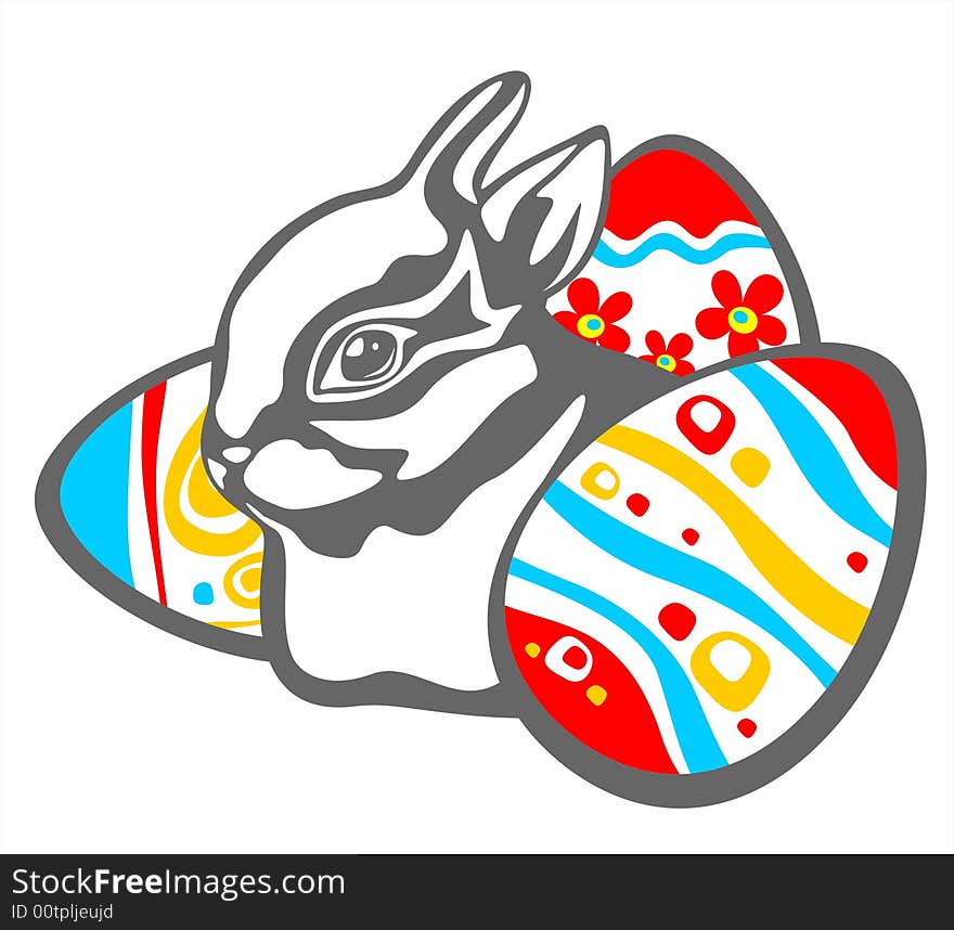 Rabbit And Easter Eggs