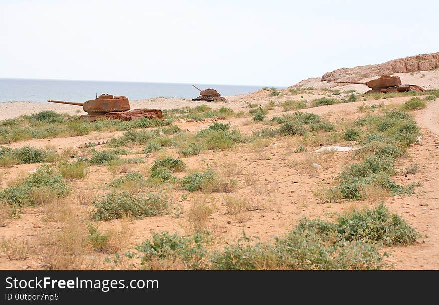 Soviet battle tank T-34 on Socotra Island in the Indian ocean