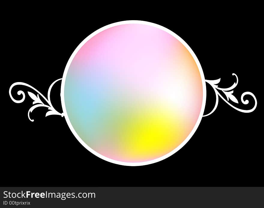 A colorful abstract medallion in black background