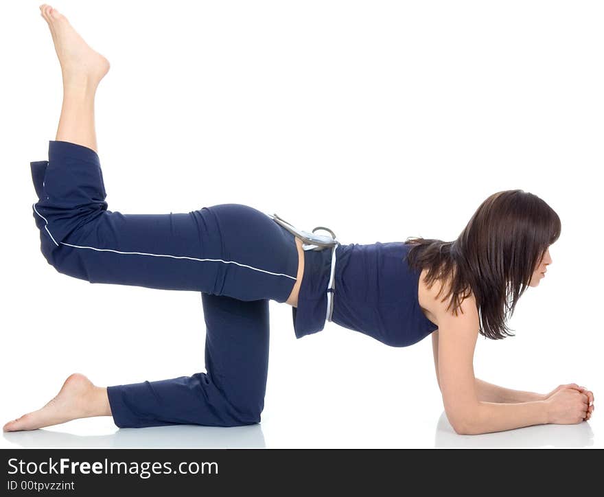 Beautiful young girl doing fitness