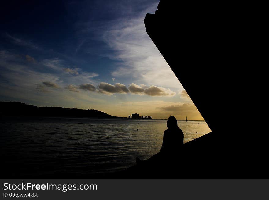 Sunset over Belem, Lisbon, Portugal