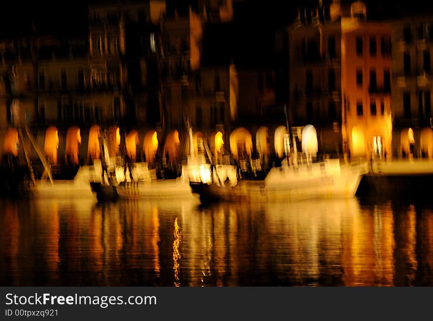 Poetic Fishing Boat In A Winter-ending Night