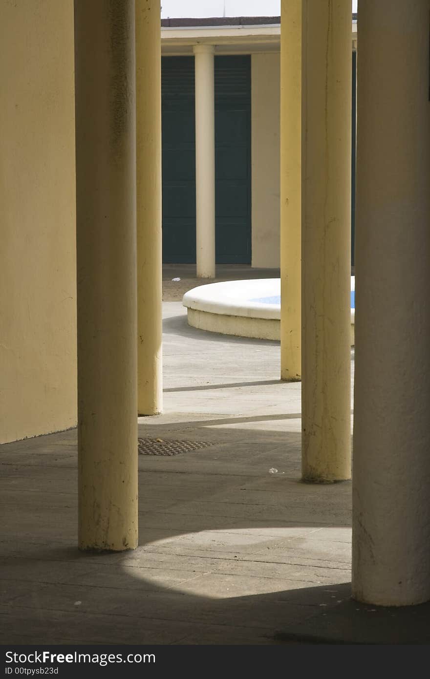 Yellow Elegant Columns Of A Classical Structure