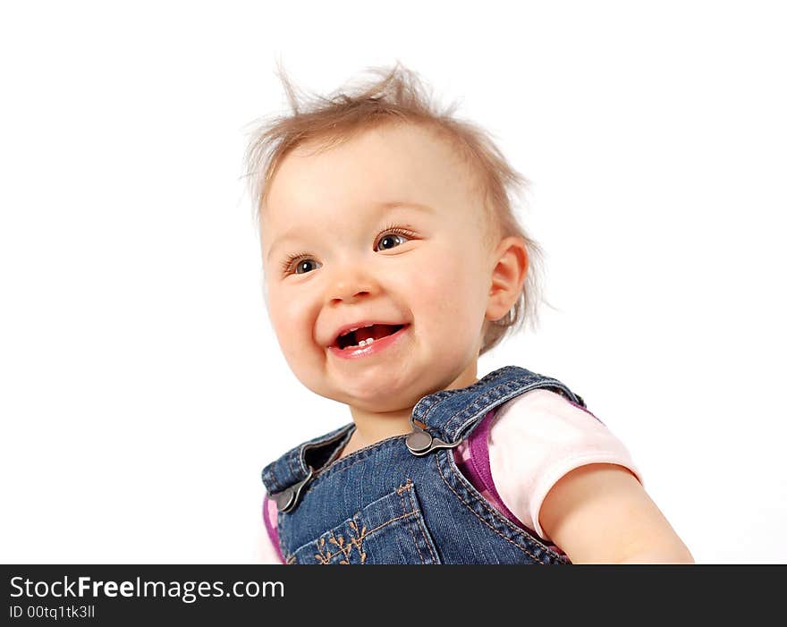 Sweet baby girl on white background. Sweet baby girl on white background