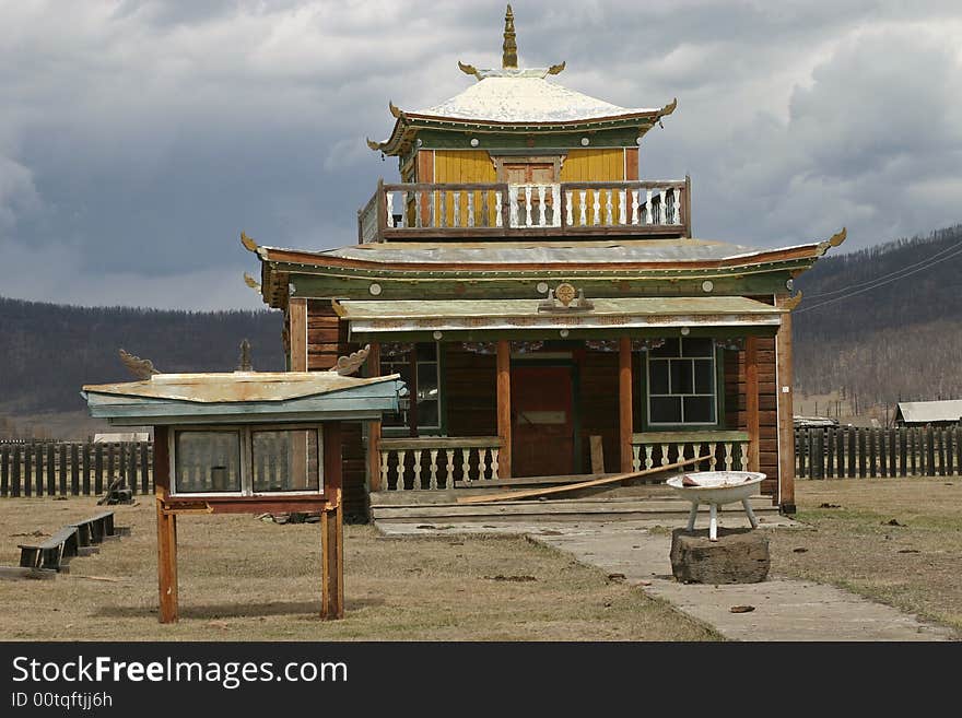 Old buddhist temple in a village in siberia