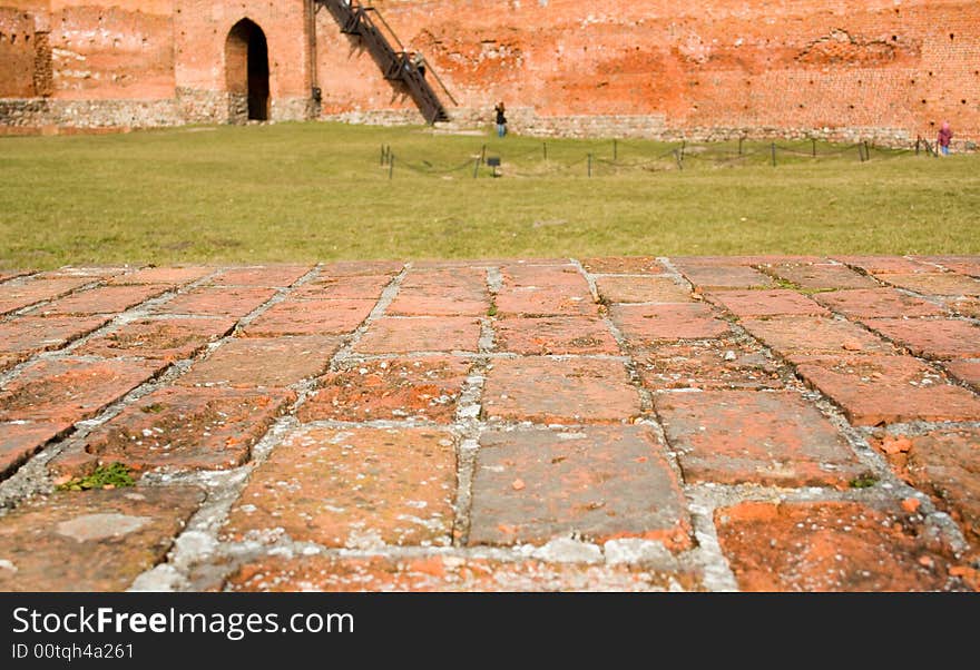 Fragment of the medieval fortification, foundation. Fragment of the medieval fortification, foundation