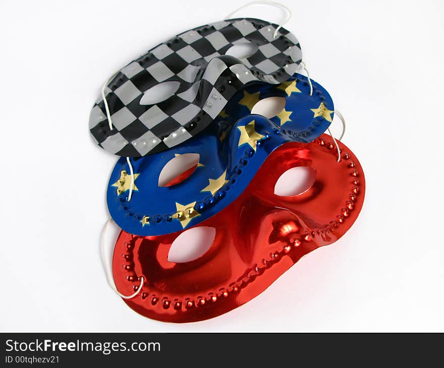 Party masks, for a carnival. Isolated photo.