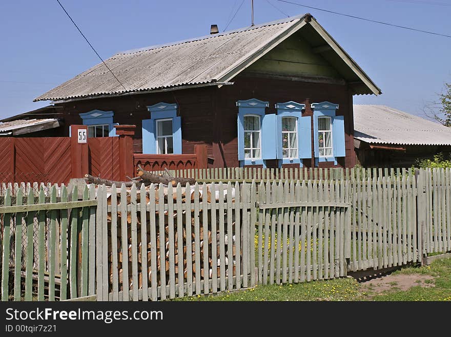 A traditional wood house in siberia. A traditional wood house in siberia