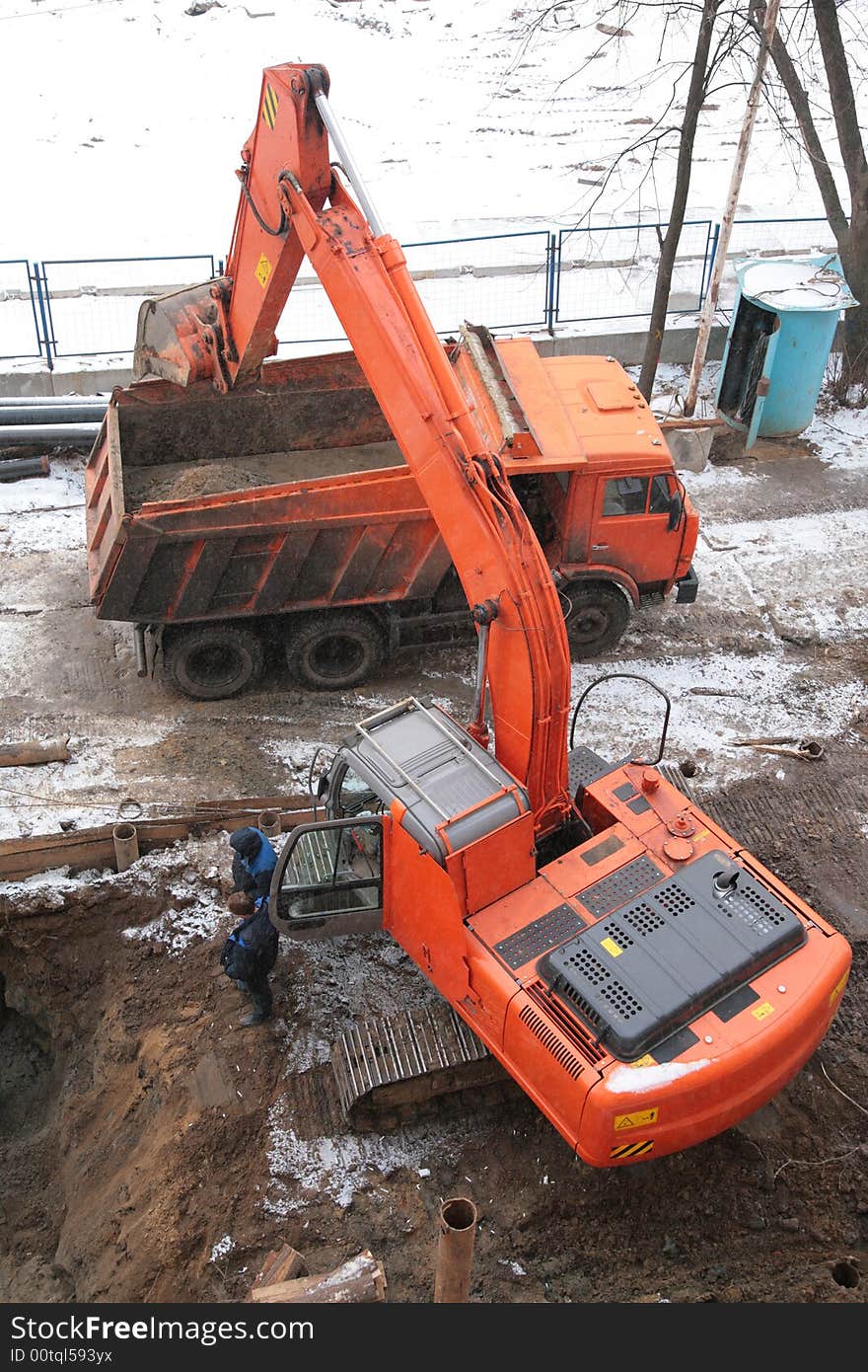 Working Excavator