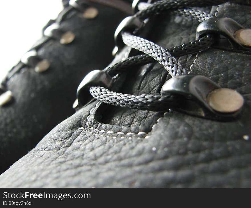 Black leather boots laces