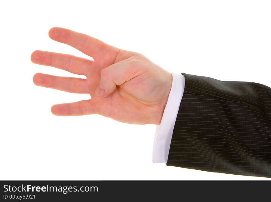 Male hand gesture isolated in white background