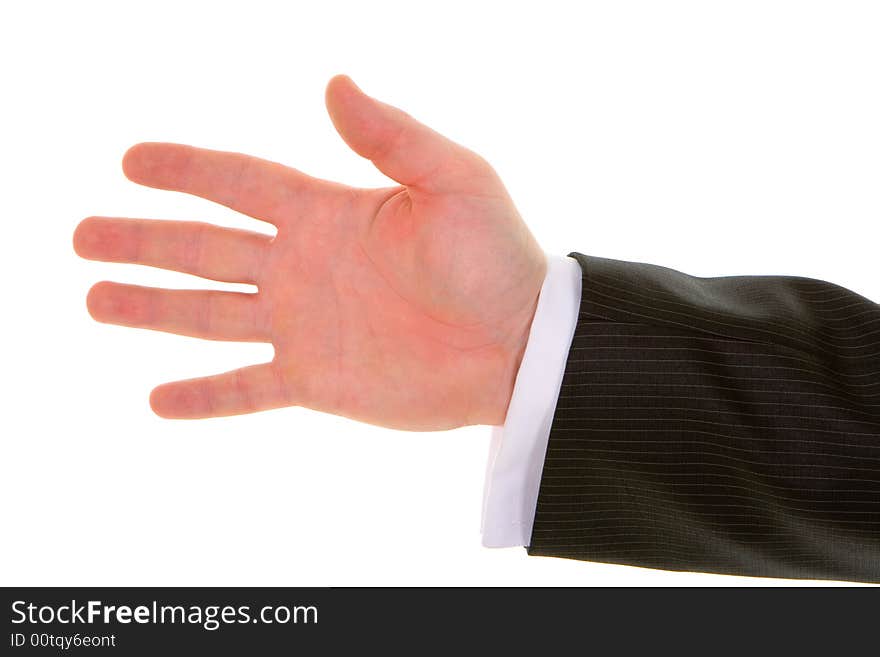 Male hand gesture isolated in white background