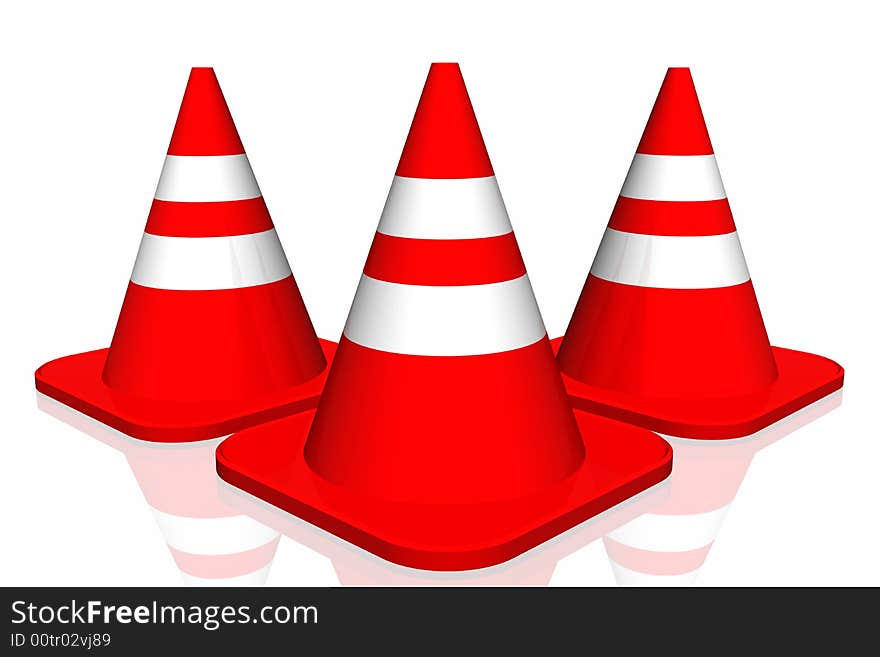 3d traffic cone isolated in white background