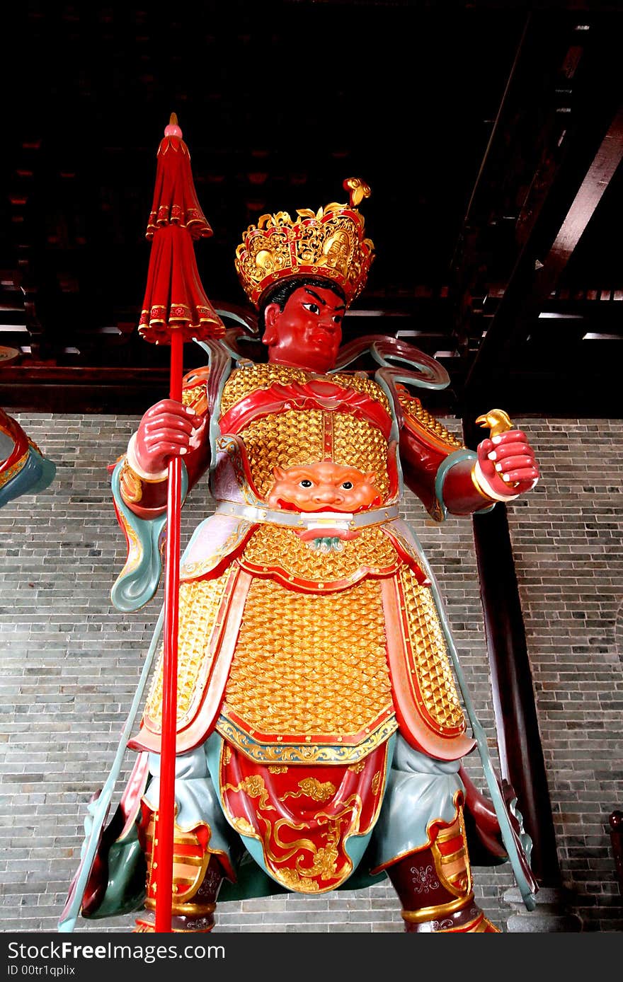 The Buddhist God Clay statue in a hall of a Buddhist Temple.