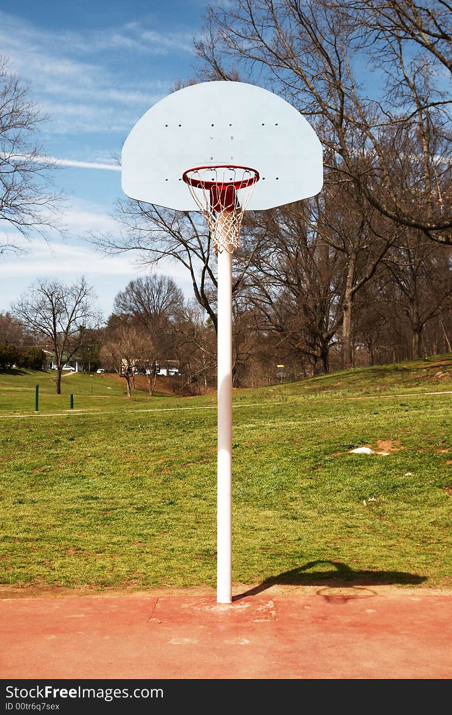 Basketball hoop basket on court