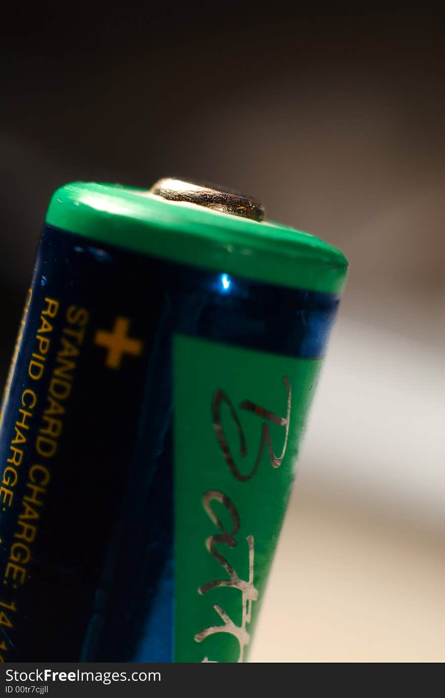 A aa rechargeable battery on white.