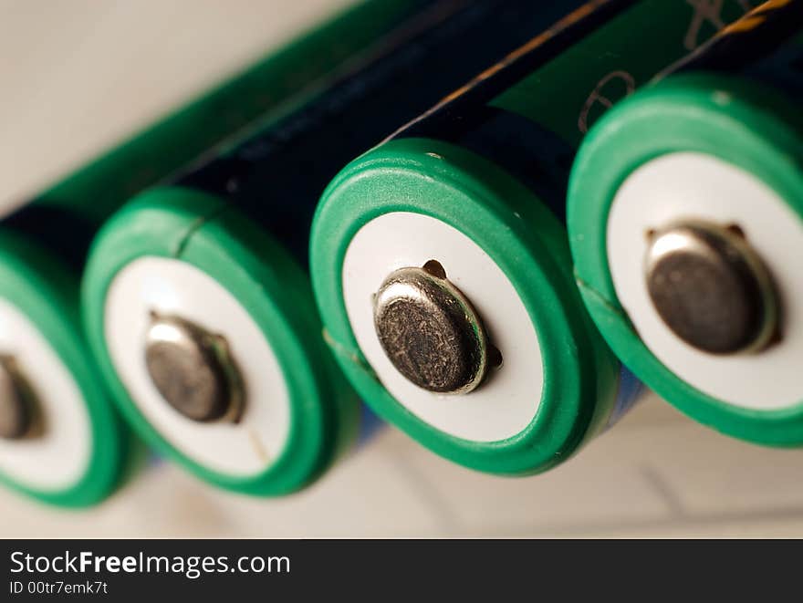 A aa rechargeable battery on white.