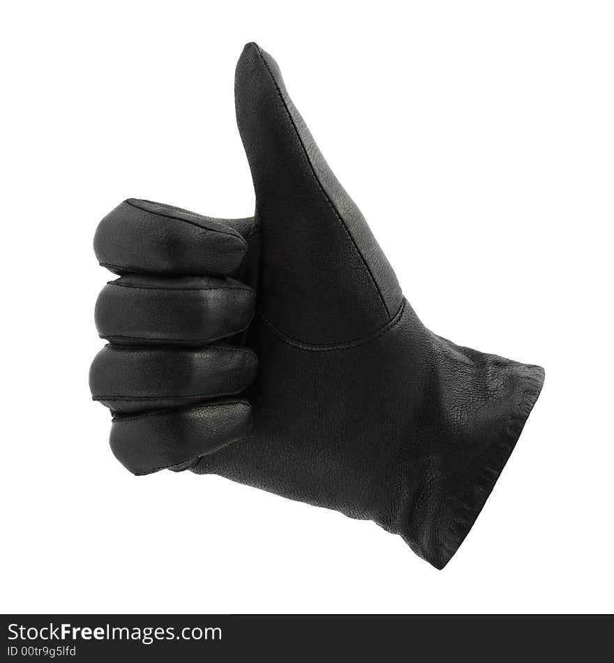 Thumb up sign - glove without hand, isolated on white background