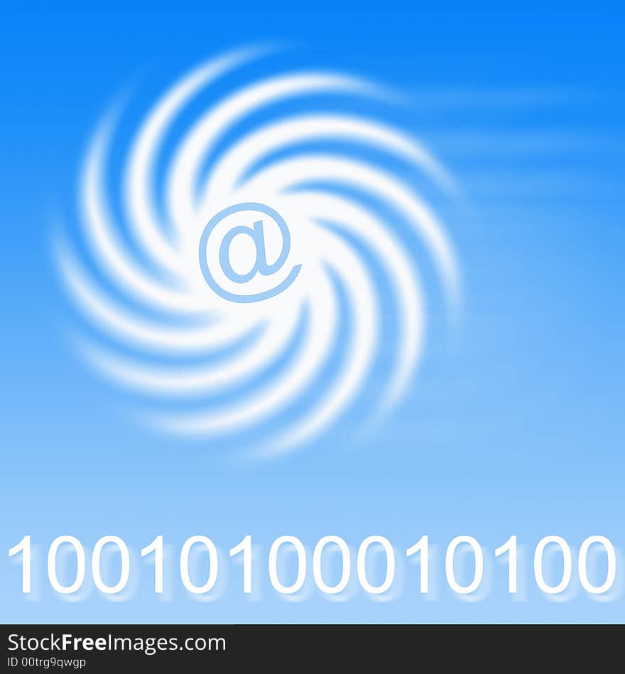 Conceptual Illustration showing email symbol with line of numbers. Conceptual Illustration showing email symbol with line of numbers