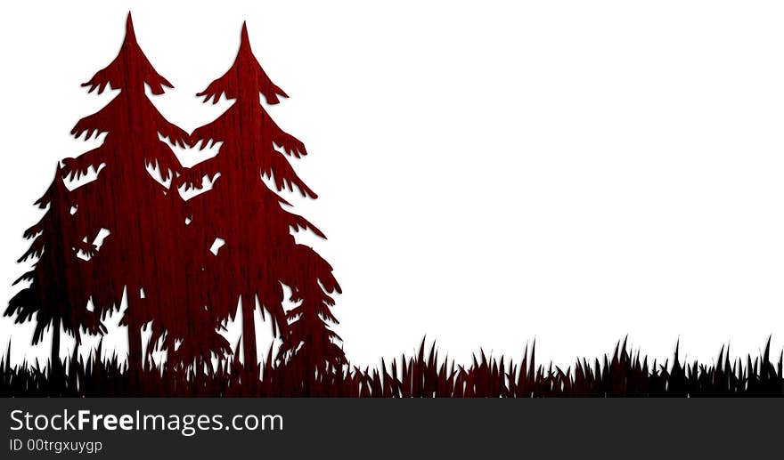 It's the illustration, on a wood background, of a pleasant wooden wood, with trees and grass. It's the illustration, on a wood background, of a pleasant wooden wood, with trees and grass.