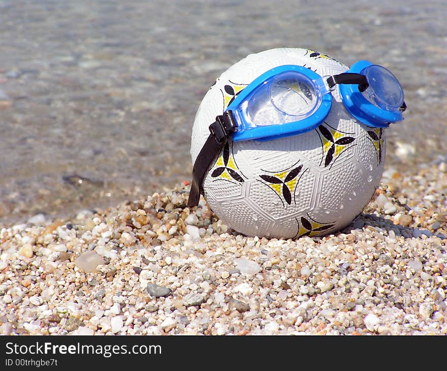 Wet ball with glasses on. Wet ball with glasses on