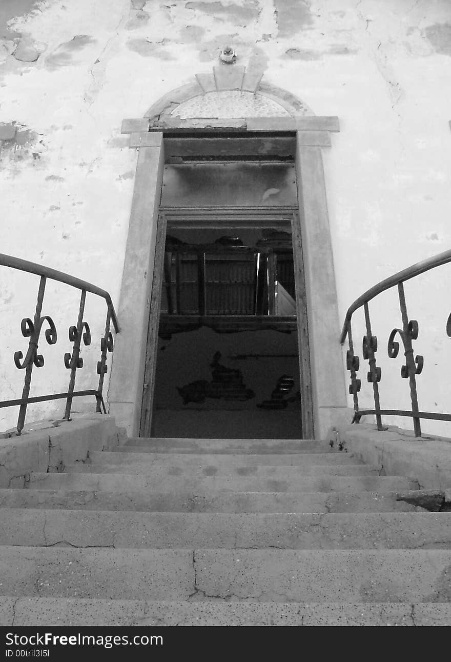 Stairs up to a Stately House in Kolmanskop Ghost Town