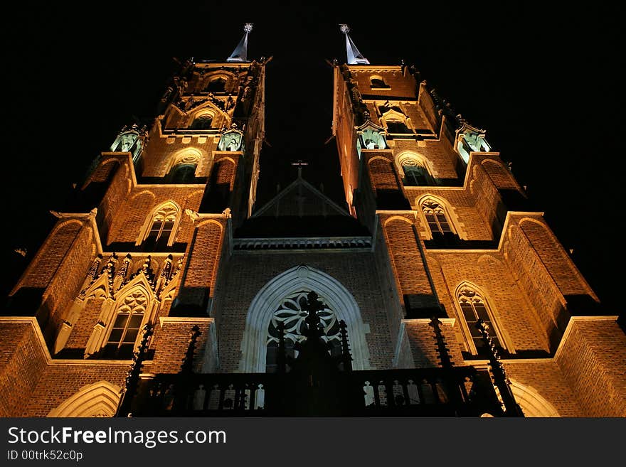 St. John`s Cathedral at night. St. John`s Cathedral at night