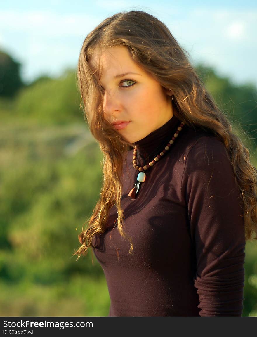 Teenage girl with long crimp hairs. Teenage girl with long crimp hairs