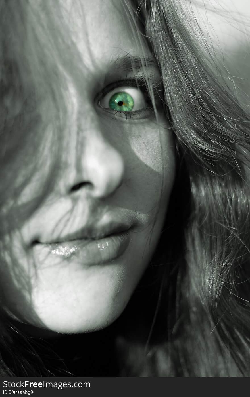 Beautiful teenage girl with green eyes