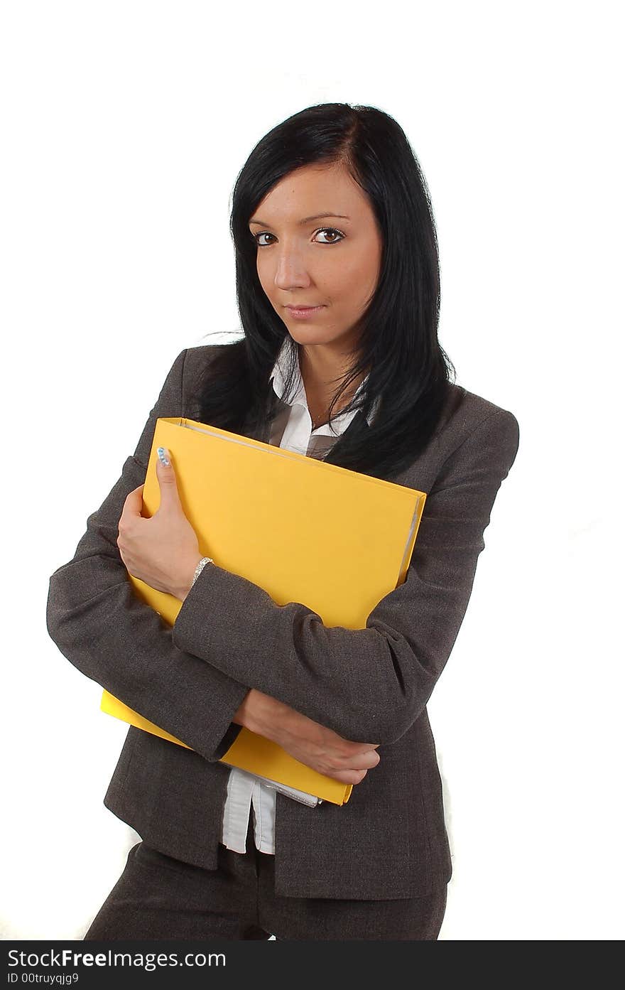 Young business woman working with files