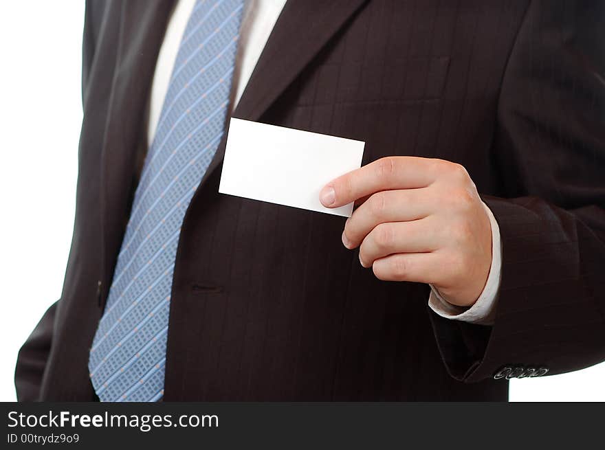 Business Man Showing A Business Card