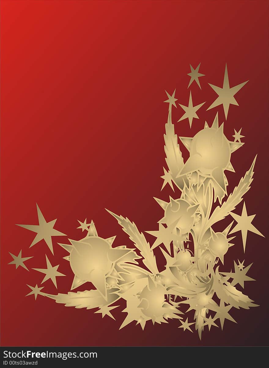 Golden stars frame on red background -  illustration