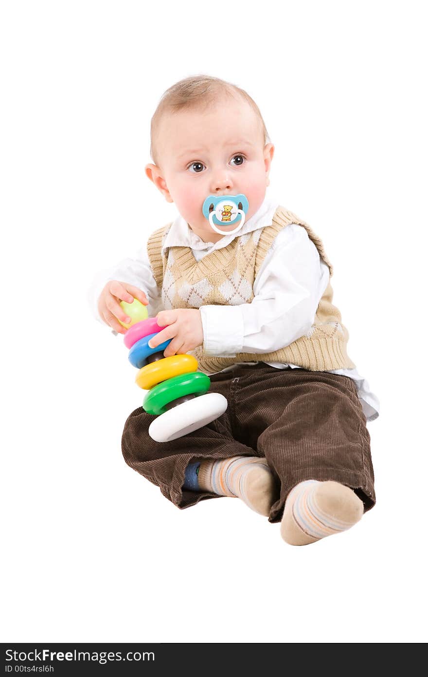 Small boy with pyramid in hands. Small boy with pyramid in hands