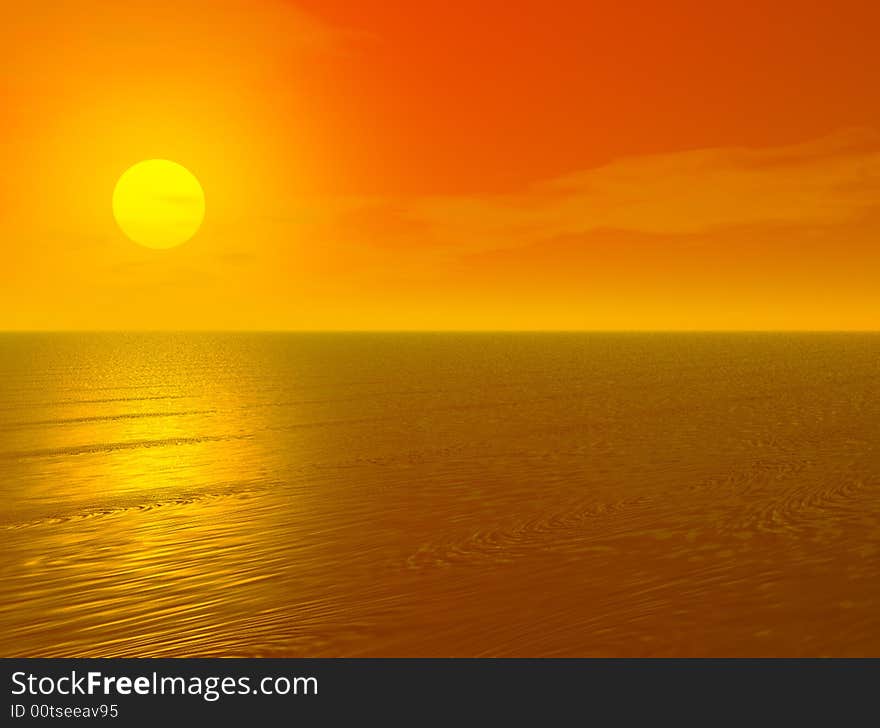 Illustration of sea nearing sunset. Illustration of sea nearing sunset.