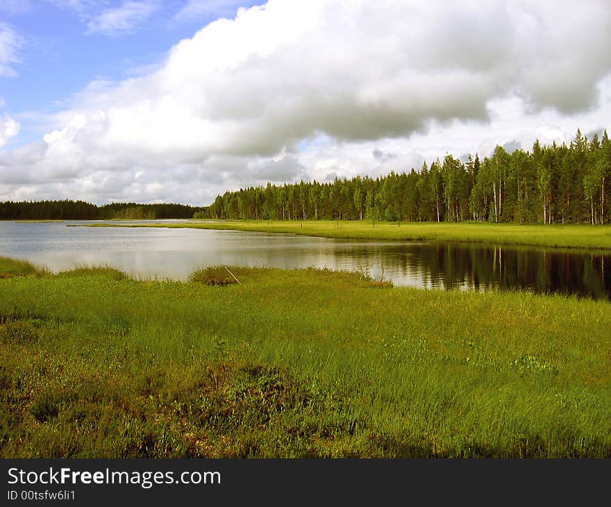 A beautiful Karelian forest lake. A beautiful Karelian forest lake