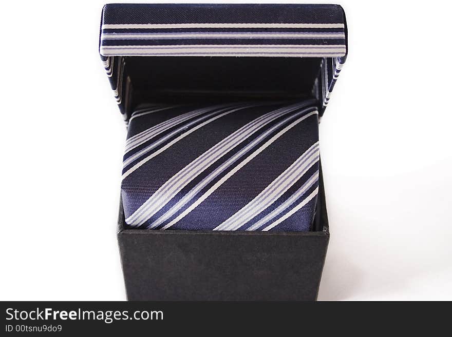 Silk necktie with box, isolated on the white background