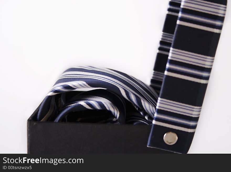 Silk necktie with box, isolated on the white background