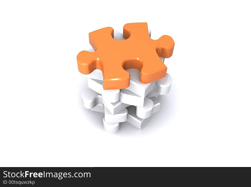 Jigsaw Puzzle Rendered Illustration, representing Teamwork, success and standing out from the crowd