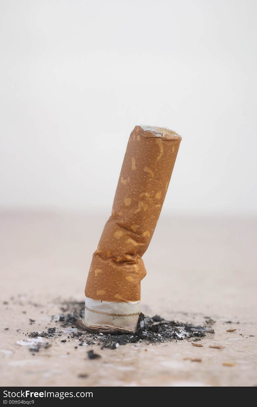 Closeup of end of cigarette with copyspace