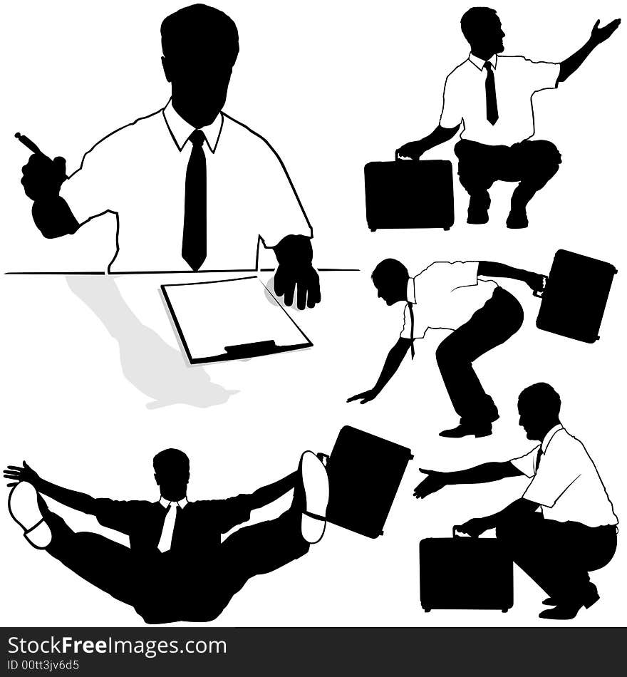 Business Silhouettes 30 - Businessman with briefcase - illustrations as vector.