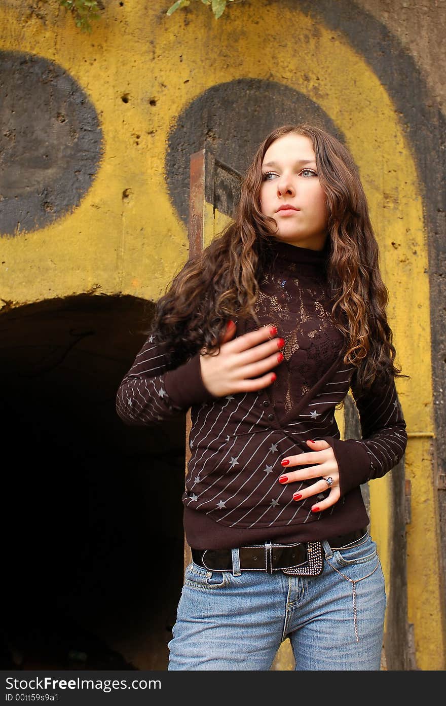 Teenage girl near the tunnel