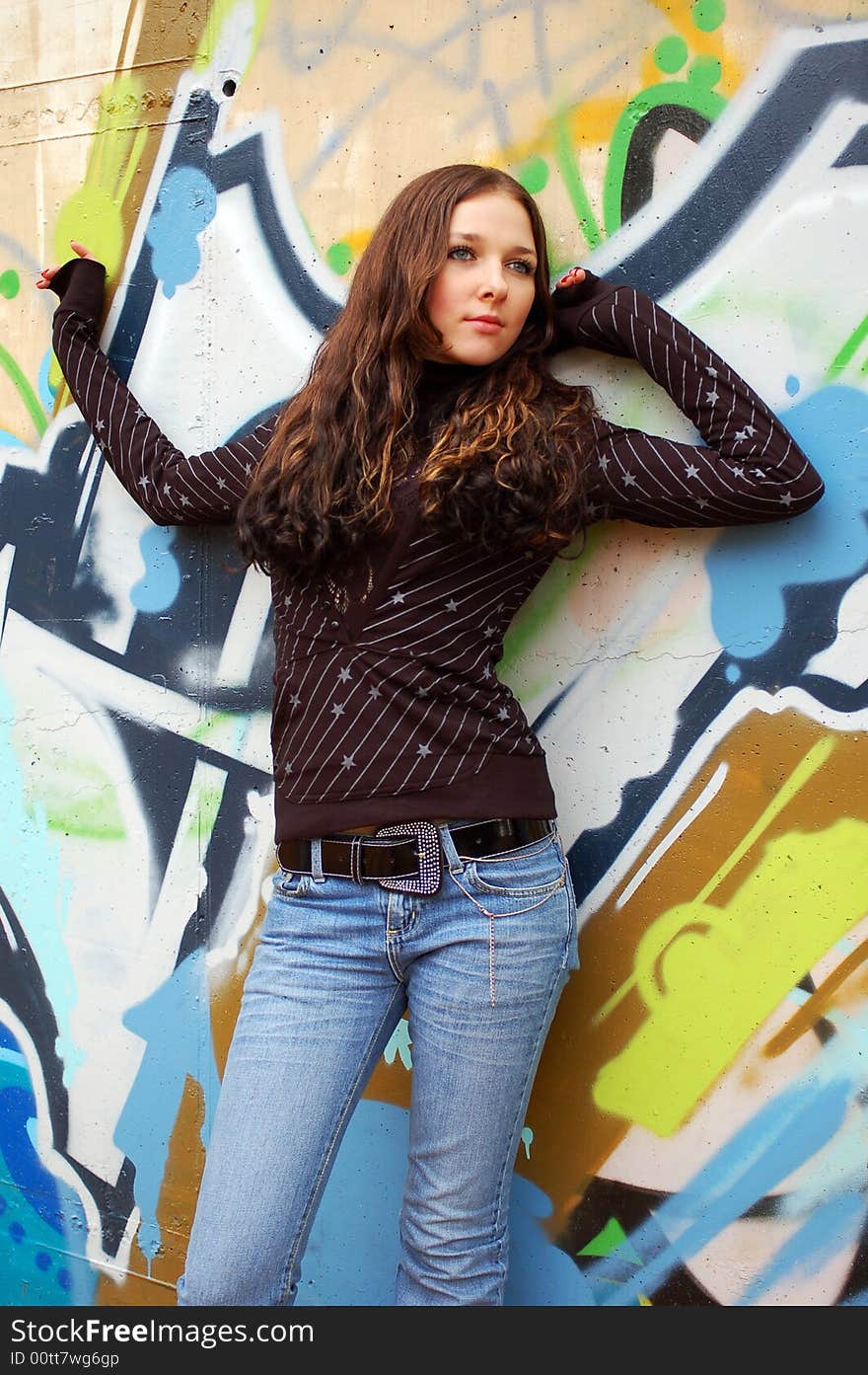 Girl Near The Graffiti Wall