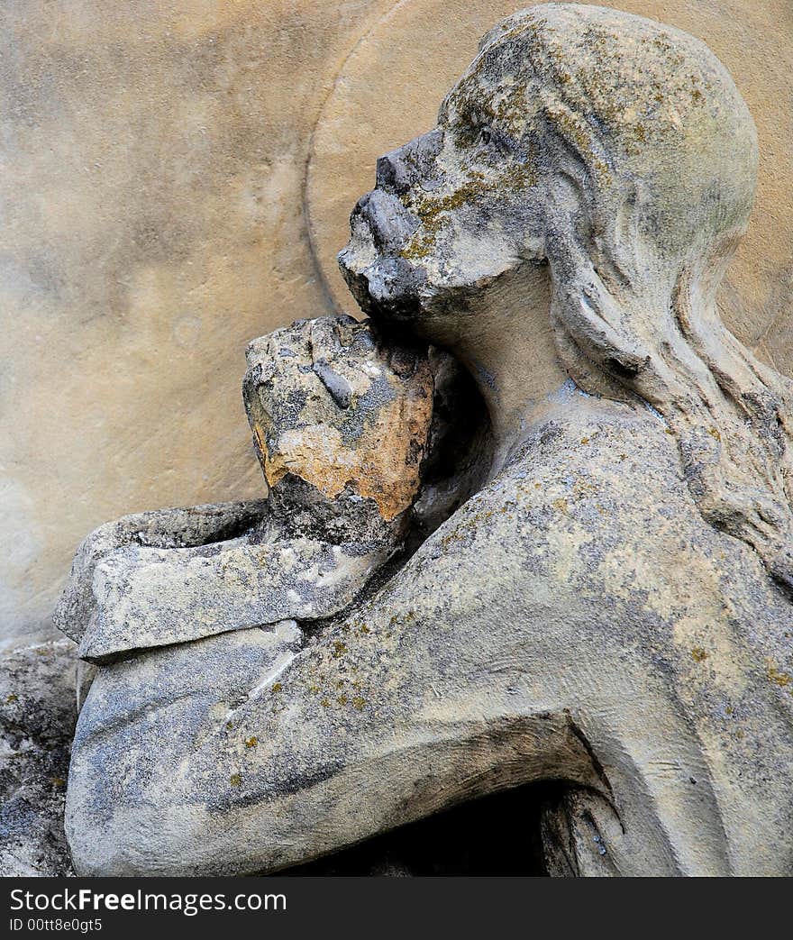 Stone-sculpture of Jesus. background