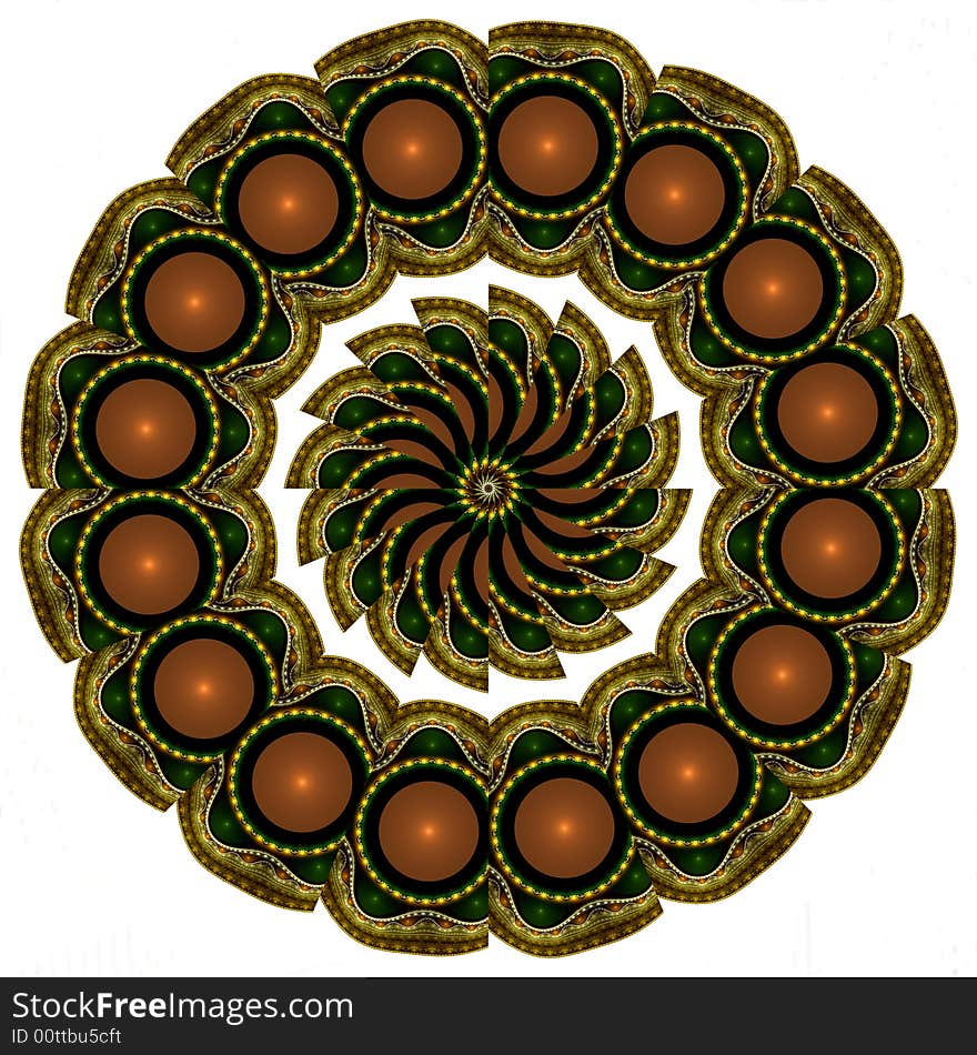 Abstract fractal image resembling a coral encrusted mandala