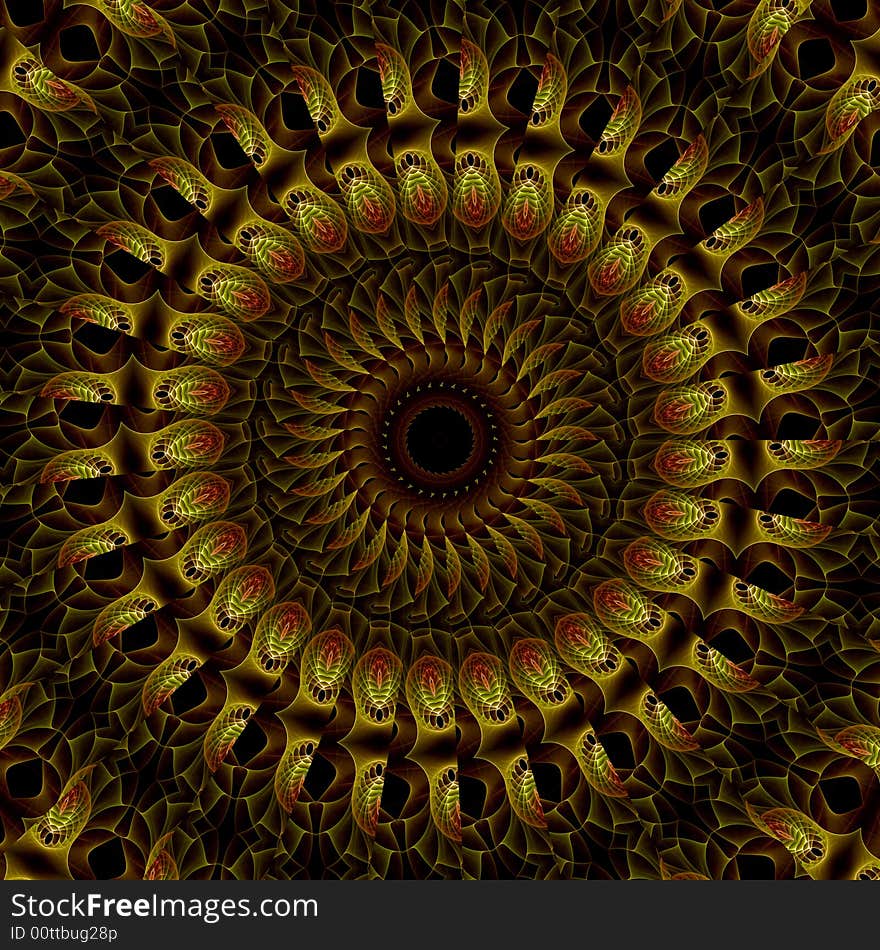 Abstract fractal image resembling a cloisonne medallion