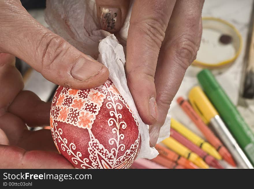 Painted eggs are decorated by various techniques before Easter. Painted eggs are decorated by various techniques before Easter.